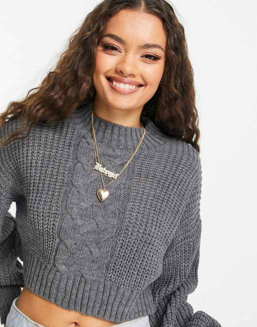 Missguided grey cropped outlet jumper