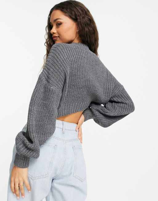 Missguided grey outlet cropped jumper