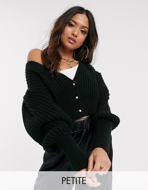 Missguided Petite cropped cardigan in black