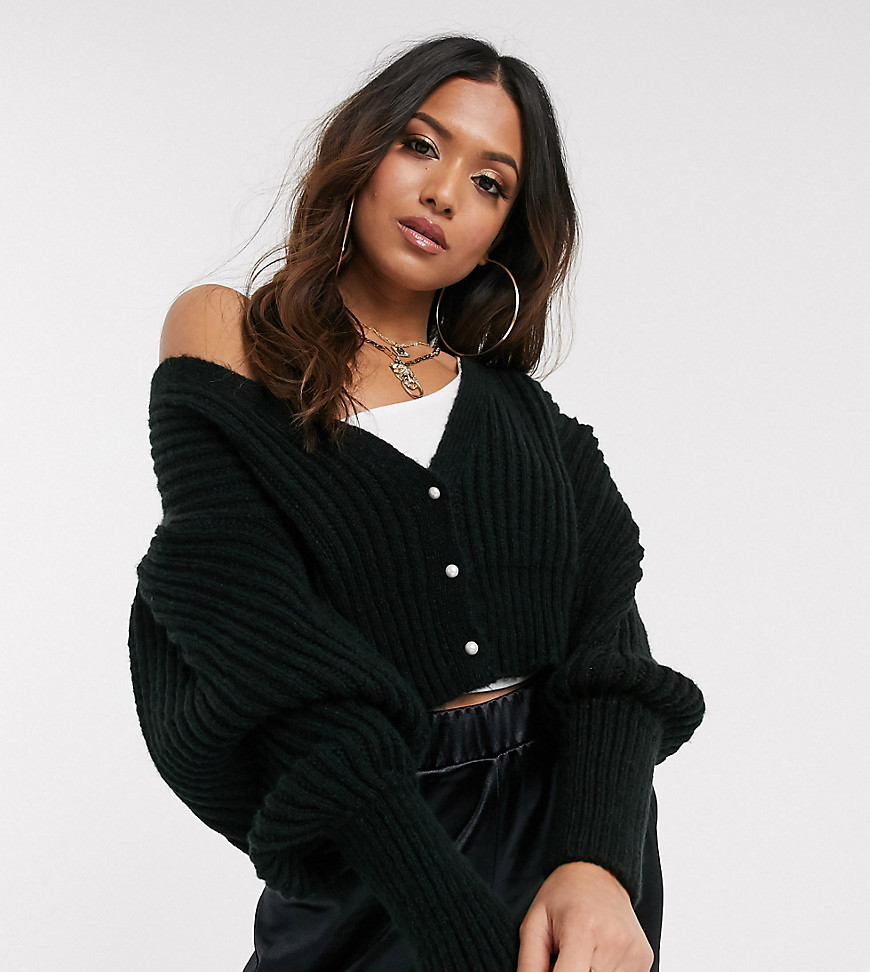 Missguided Petite cropped cardigan in black