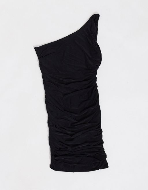 Missguided Petite – Czarna sukienka mini na jedno ramię | ASOS