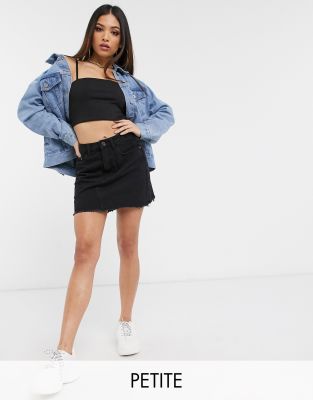 Missguided Petite denim mini skirt in black