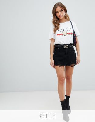 missguided black denim skirt