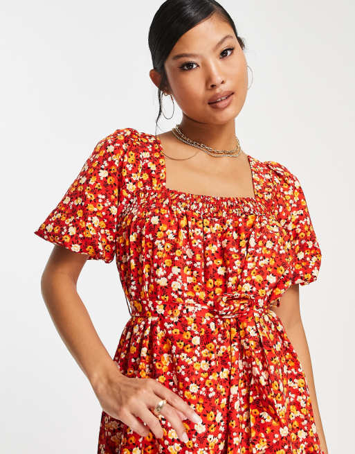 Missguided red best sale floral dress