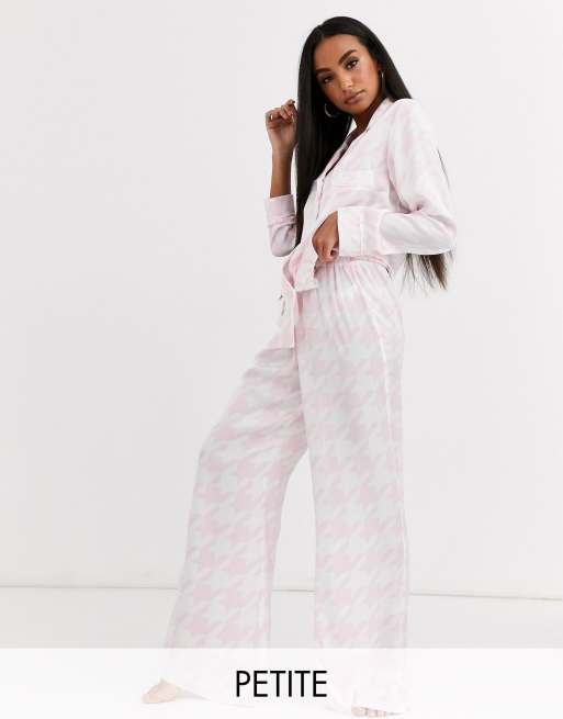 Missguided Petite dogstooth pyjama bottoms