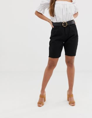 missguided longline denim shorts