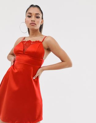 missguided red satin dress