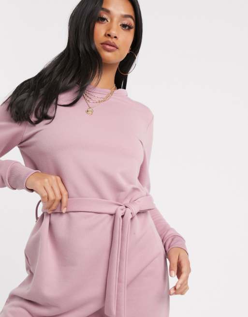 Missguided tie store waist sweater dress