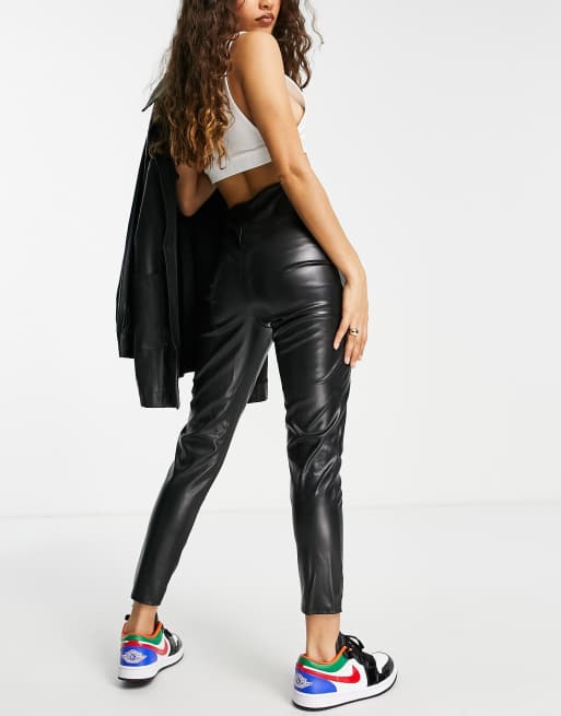 Missguided Petite faux leather legging in black