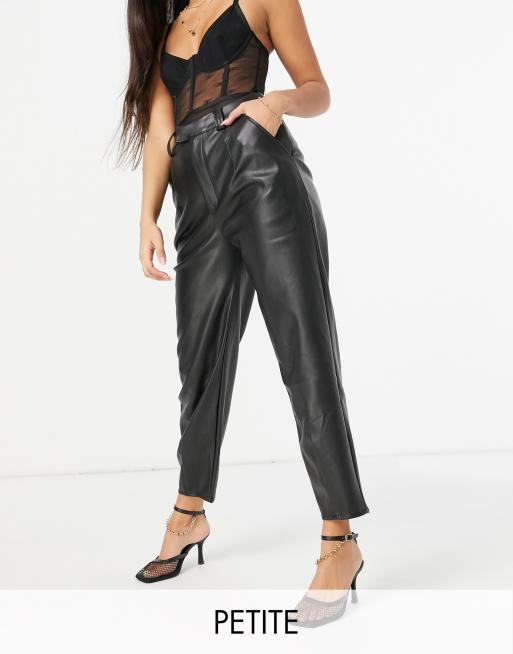 Pieces Petite faux leather pants in black - ShopStyle