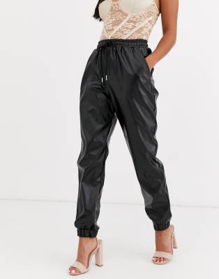petite leather joggers