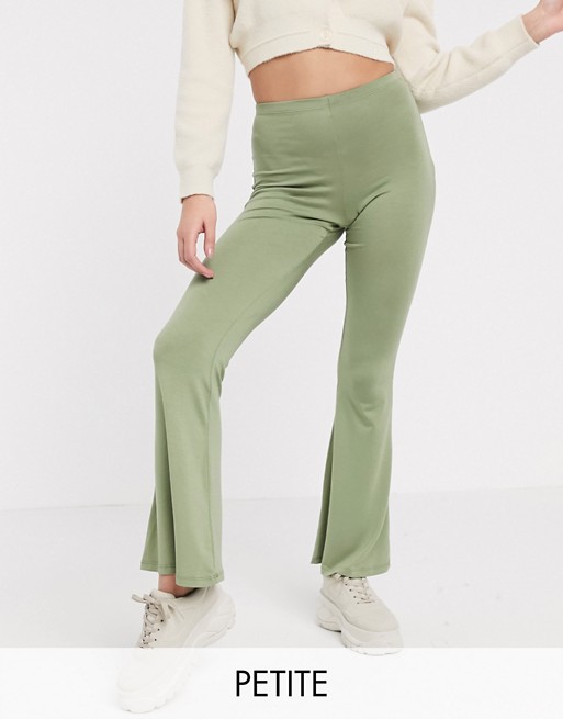 Missguided Petite flare trousers in sage