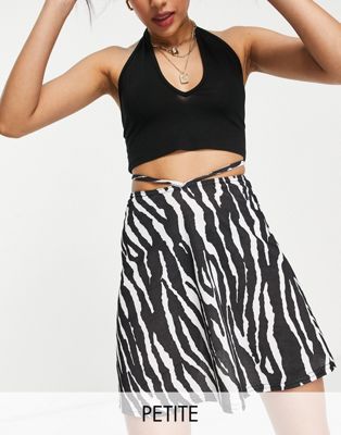Missguided Petite floaty skirt in zebra print