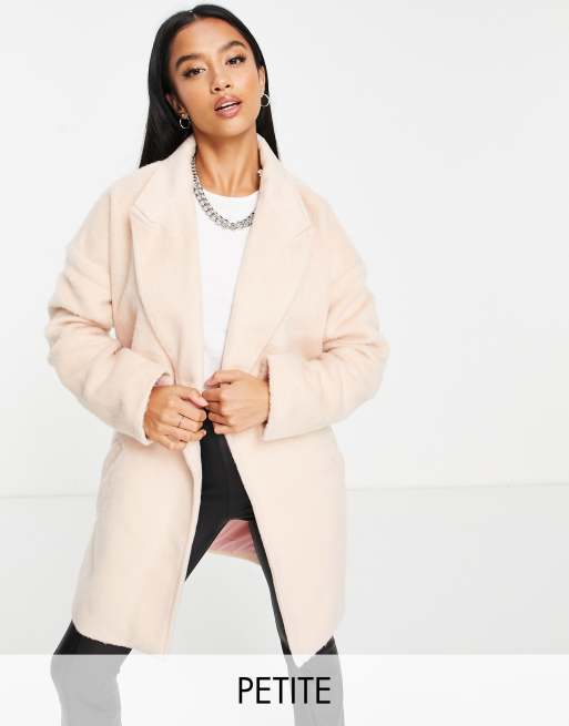 Missguided Petite - Formel frakke med sænkede skuldre i cremefarve