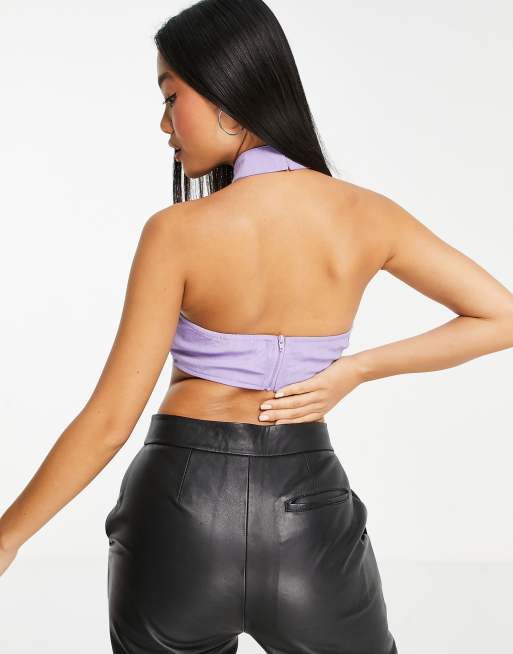 Missguided Petite halter neck top in lilac - part of a set, 2 of 4
