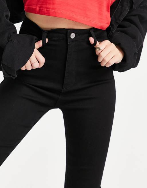 Missguided Petite high waisted super stretch skinny jeans in black - BLACK, 3 of 4