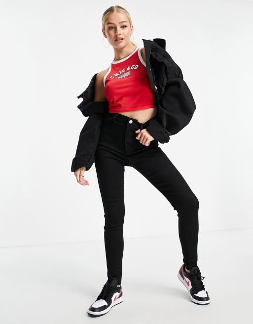 Missguided Petite high waisted super stretch skinny jeans in black - BLACK, 4 of 4