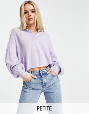 Missguided Petite jumper with collar in lilac