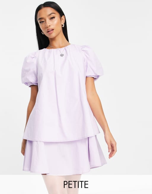 Missguided Petite – Liliowa, warstwowa sukienka mini