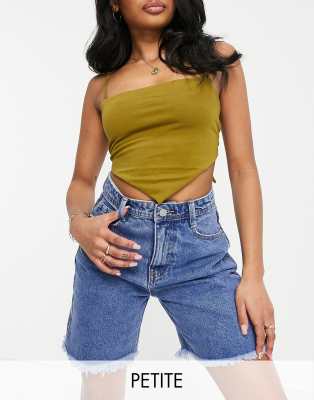 longline denim shorts in blue-Blues