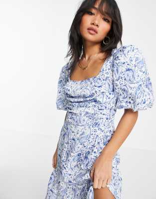 blue paisley dress