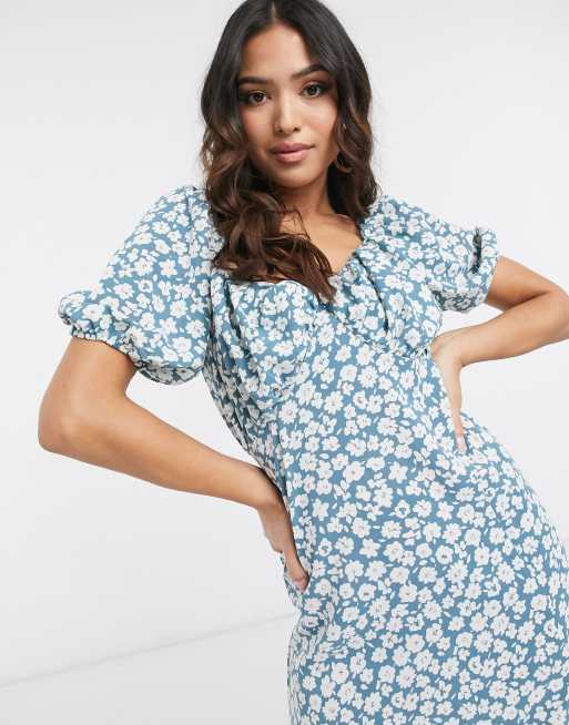 Missguided blue 2025 floral dress