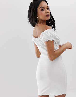 missguided white milkmaid dress