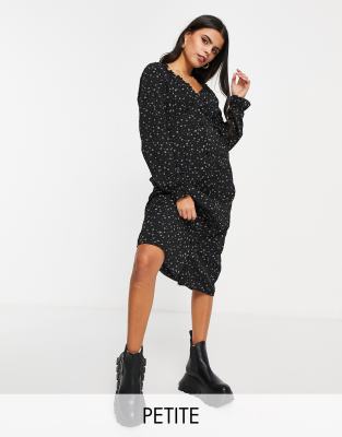 missguided milkmaid mini dress in black ditsy floral