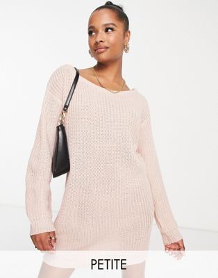 Missguided Petite off shoulder jumper dress in pink - LPINK - ASOS Price Checker