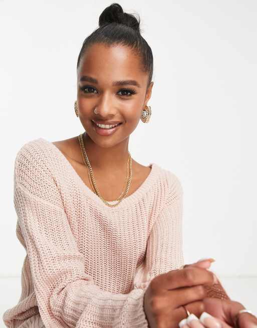 Missguided Petite off shoulder jumper dress in pink - LPINK, 2 of 4