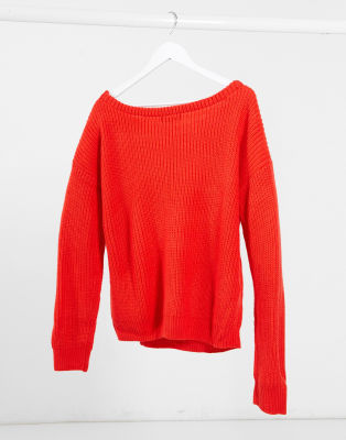 red off the shoulder sweater