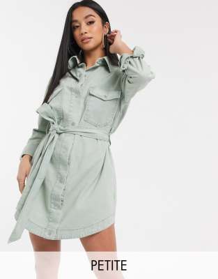 belted denim shirt dress