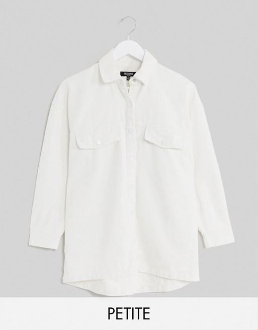 Missguided Petite oversized denim shirt in white