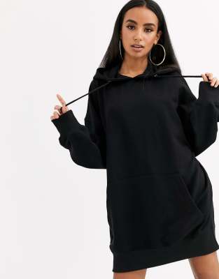 black oversized hoodie dress