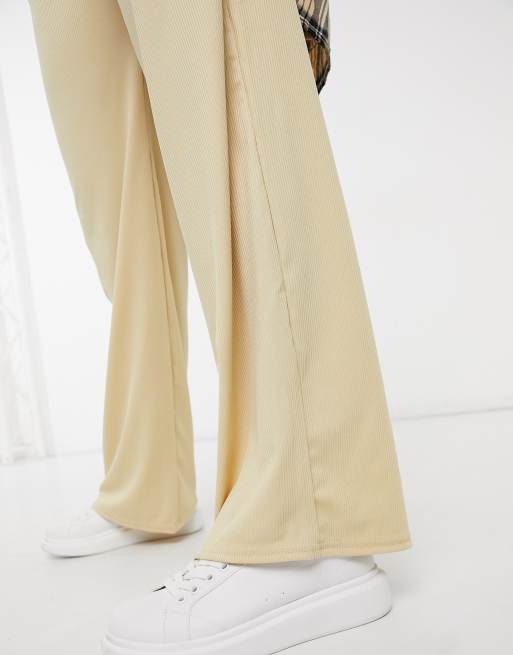 Missguided Petite - Pantalon d'ensemble coupe large côtelé - Beige, 3 de 4