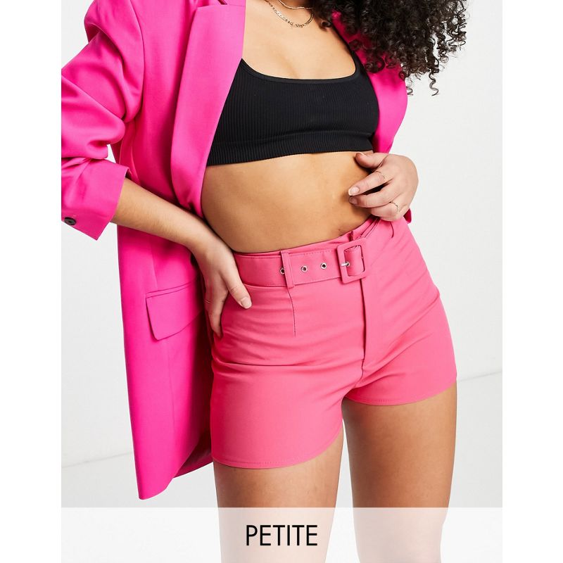 Coordinati T67G5 Missguided Petite - Pantaloncini sartoriali rosa con cintura in coordinato