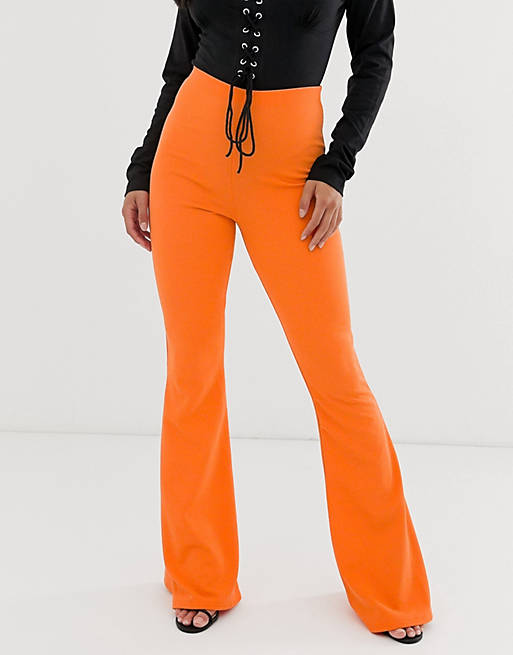 Asos Donna Abbigliamento Pantaloni e jeans Pantaloni Leggings & Treggings Petite arancioni a zampa con spacco in coordinato 