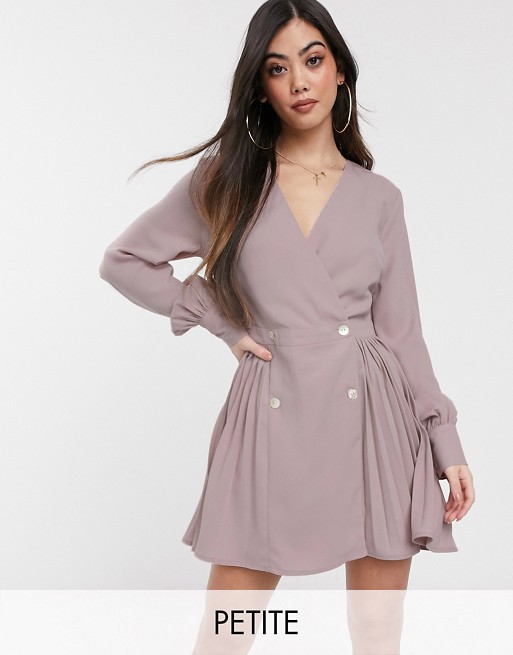 Missguided Petite pleated skater dress in pink