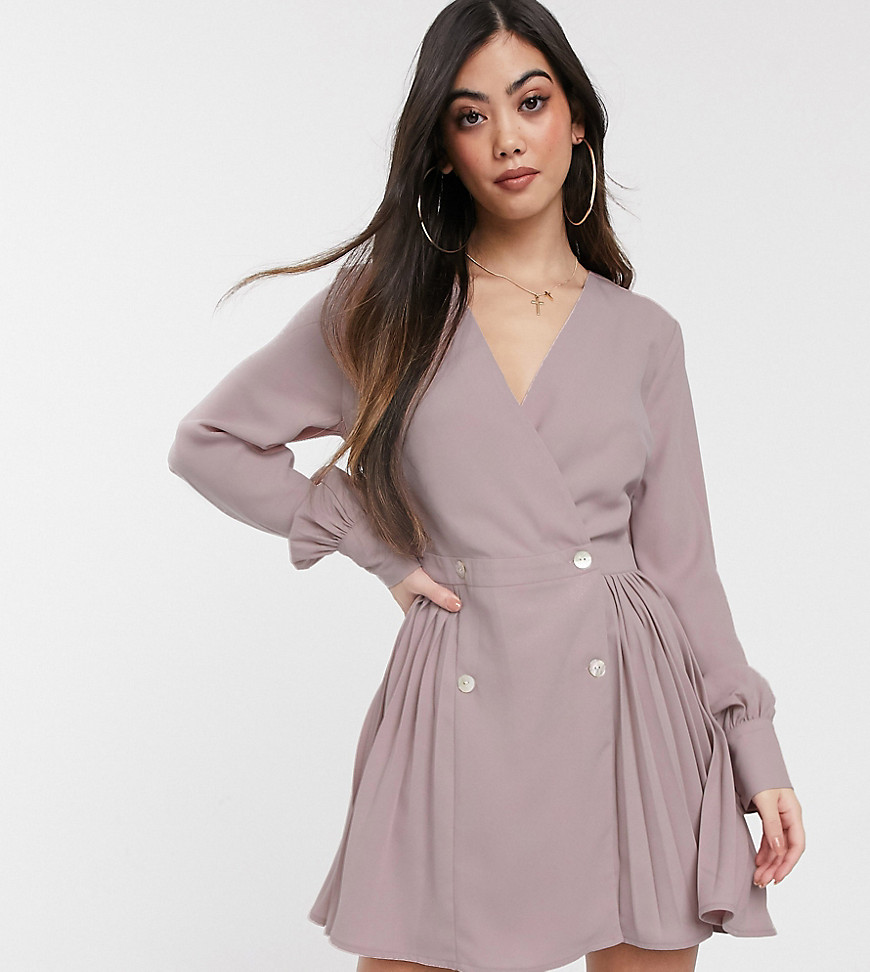 Missguided Petite pleated skater dress in pink