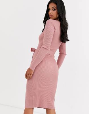 petite ribbed midi dress