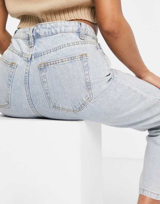 Missguided Petite – Riot – Denim-Mom-Jeans in Blau mit hoher Taille - MBLUE, 3 von 4