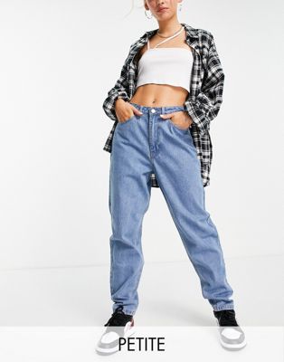 Missguided Petite riot high waisted mom jean in blue - ASOS Price Checker