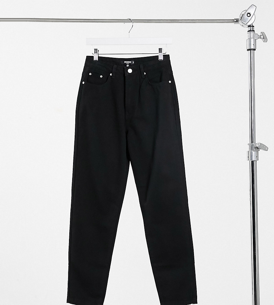 Missguided Petite riot high waisted recycled denim mom jeans in black