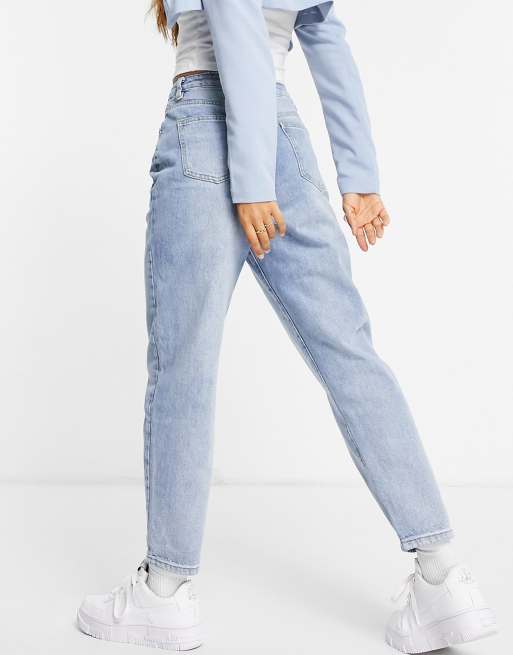 Missguided Petite - Riot - Højtaljede mom-jeans i lyseblå vask, 2 af 4