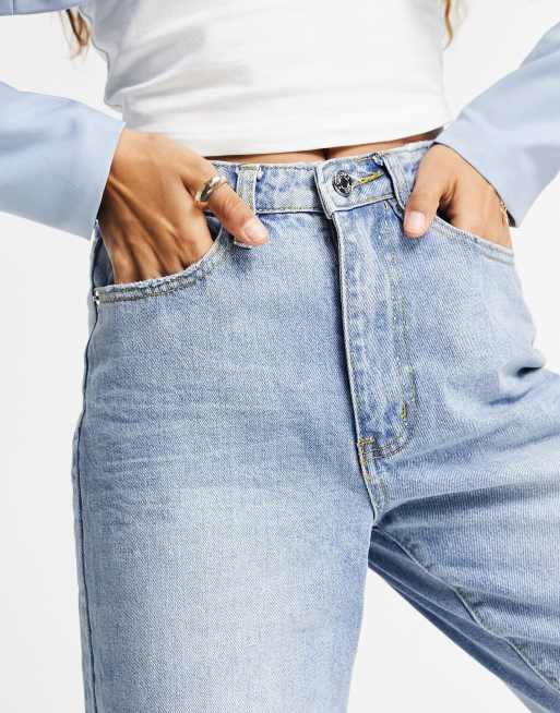 Missguided Petite - Riot - Jean mom taille haute - Bleu délavé clair, 3 de 4