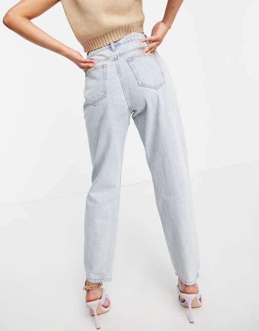 Missguided Petite Riot Jean mom taille haute en denim Bleu MBLUE