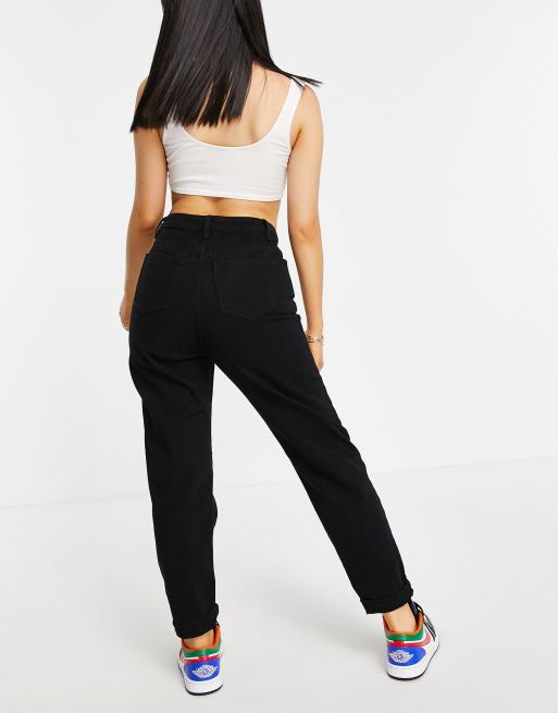 Missguided Petite - Riot - Jean mom à taille haute en denim - Noir - BLACK, 2 de 4