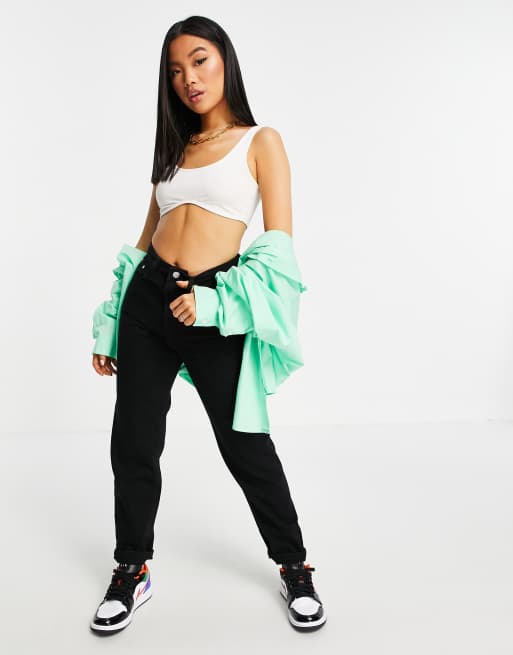 Missguided Petite - Riot - Jean mom à taille haute en denim - Noir - BLACK, 4 de 4
