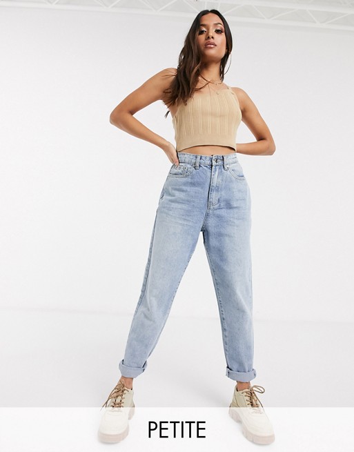 Missguided Petite riot mom jeans in light wash