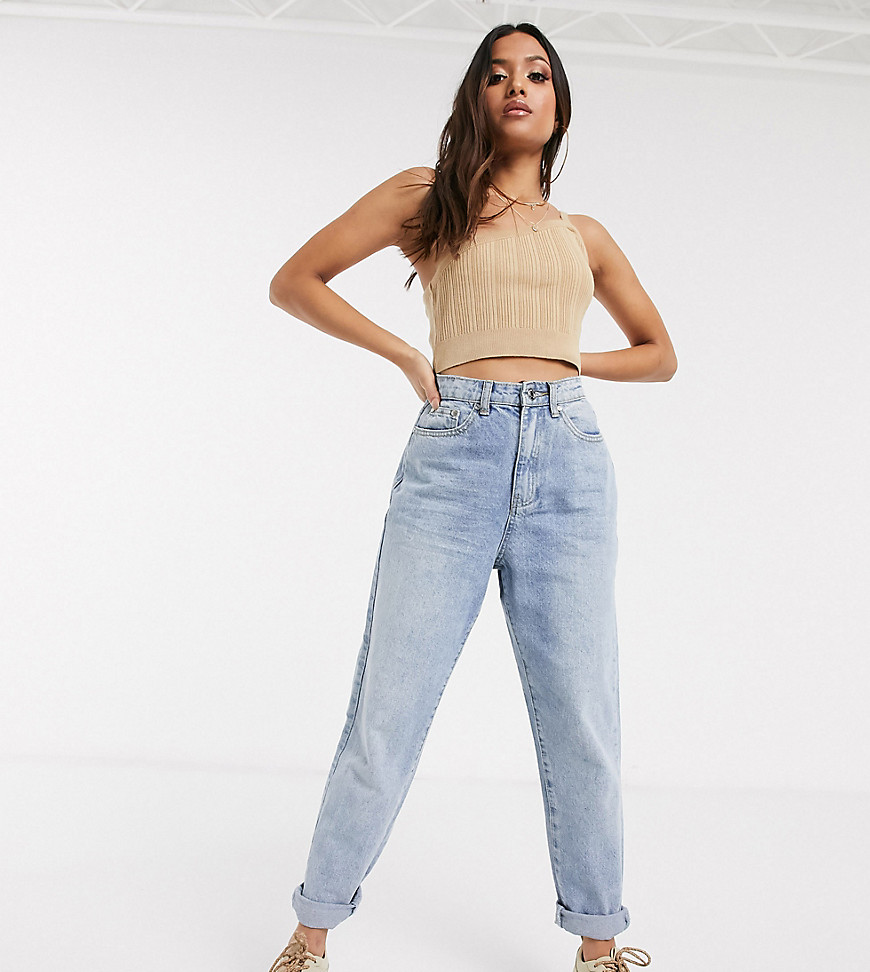 Missguided Petite - Riot - Mom jeans in light wash-Blauw